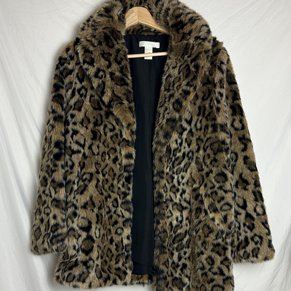 Chic Leopard Print Teddy Faux Fur Jacket Coat